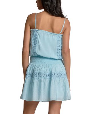 Embroidered Smocked Waist Swim Cover Up Dress
