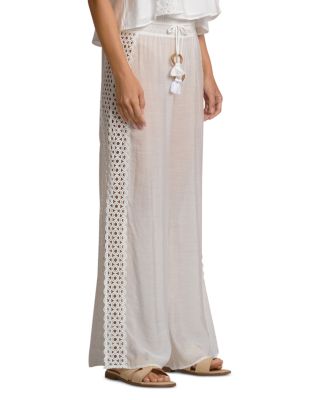  Lace Inset Wide Leg Swim Cover-Up Pants