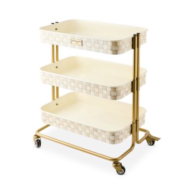 Mocha Check 3 Tier Kitchen Cart
