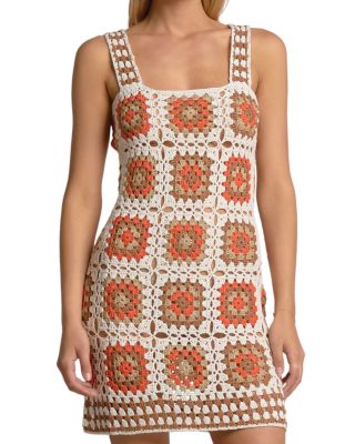 Crochet Square Neck Swim Cover Up Dress
