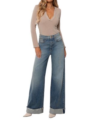 High Rise Adeline Cuffed Jeans in Light Blue