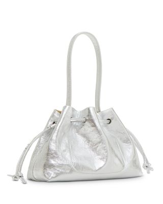 Metallic Suede Drawstring Pouchette