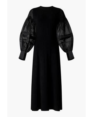 Carino Balloon Sleeve Silk Dress