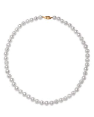 Cultured Akoya Pearl Necklace in 14K Yellow Gold, 18"