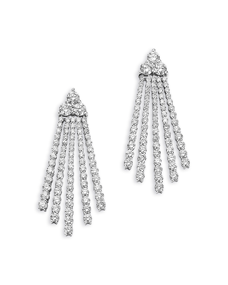 Bloomingdale's Fine Collection Diamond Cascade Drop Earrings In 14k White Gold, 3.50 Tcw In Metallic