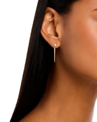 Pear Shaped Diamond Linear Drop Earrings in 14K Yellow Gold, 0.30 tcw