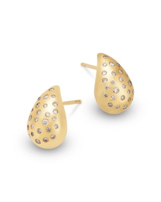 Puffy Diamond Earrings in 14K Yellow Gold, 0.33 tcw