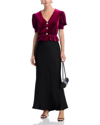 Velvet Crystal Peplum Top - Exclusive