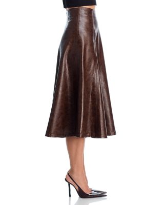 Faux Leather Midi Skirt - Exclusive