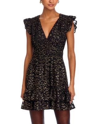 Metallic Flutter Sleeve Mini Dress - Exclusive