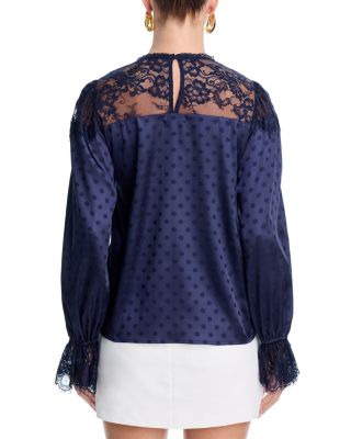 Polka Dot Lace Long Sleeve Top - Exclusive