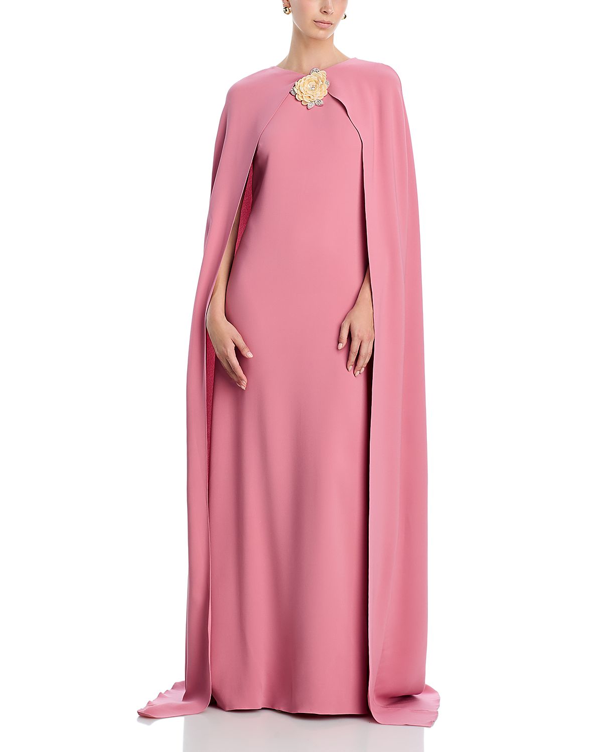 Oscar de la Renta Draped Sleeved Silk Blend Caftan Dress