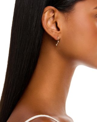 14K Yellow Gold Prong Diamonds Diamond Arc Drop Earrings