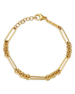 14K Yellow Gold Heavy Metal Mixed Paperclip Rolo Link Chain Bracelet