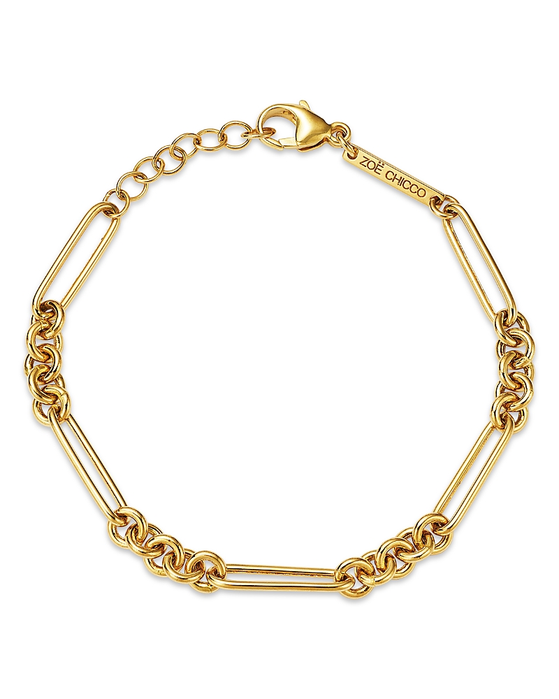 Zoe Chicco 14K Yellow Gold Heavy Metal Mixed Paperclip Rolo Link Chain Bracelet