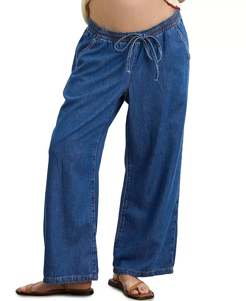 Hatch Collection The Drapey Denim Wide Leg Pant in True Indigo