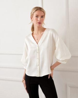 Lantern Sleeve Satin Shirt