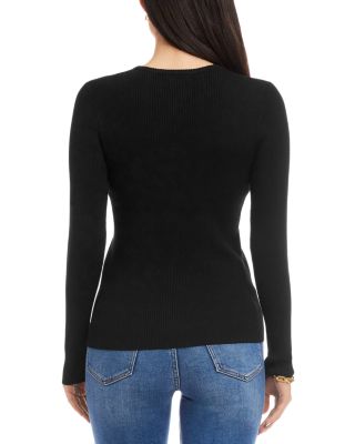 Henley Ribbed Knit Sweater