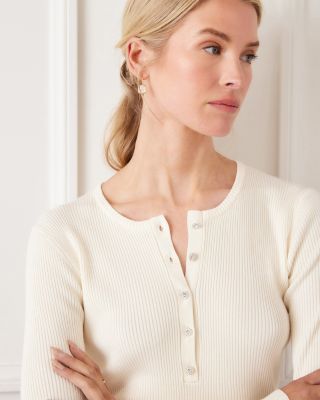 Henley Ribbed Knit Sweater