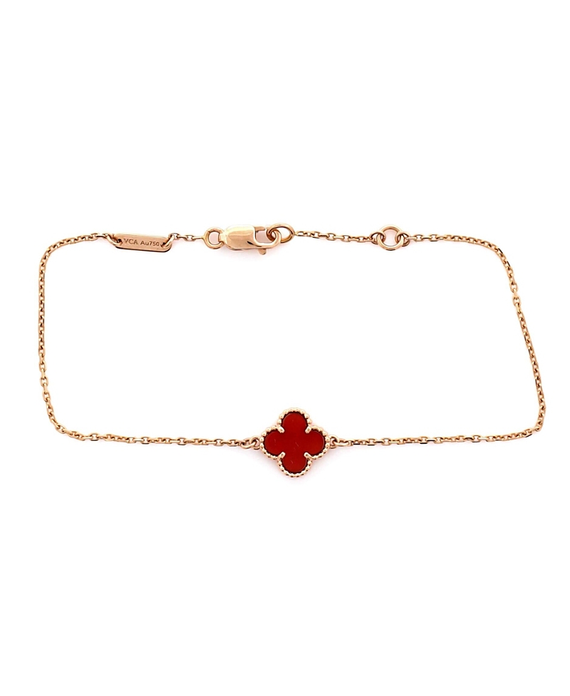 Pre-owned Pre-owned Van Cleef & Arpels  Van Cleef & Arpels Sweet Alhambra Bracelet 18k Rose Gold And Carnelian In Pink
