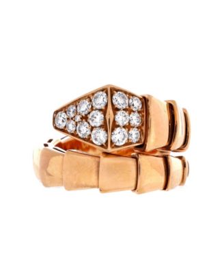  Wide Serpenti Viper One-Coil Ring 18K Rose Gold with Diamonds