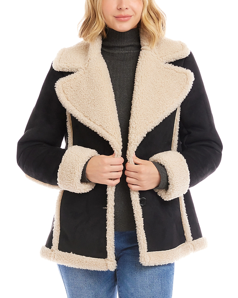 Karen Kane Faux Shearling Jacket In Black