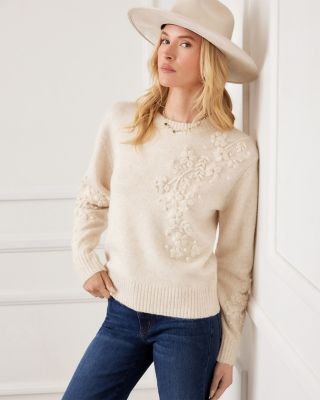 Hand Embroidered Flower Detail Sweater