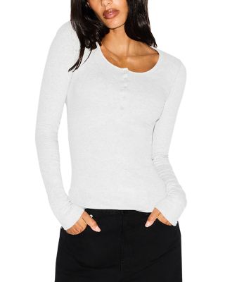 Rib Scoop Neck Henley Top