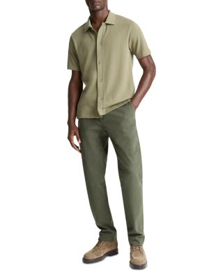 Short Sleeve Button Front Jacquard Sweater