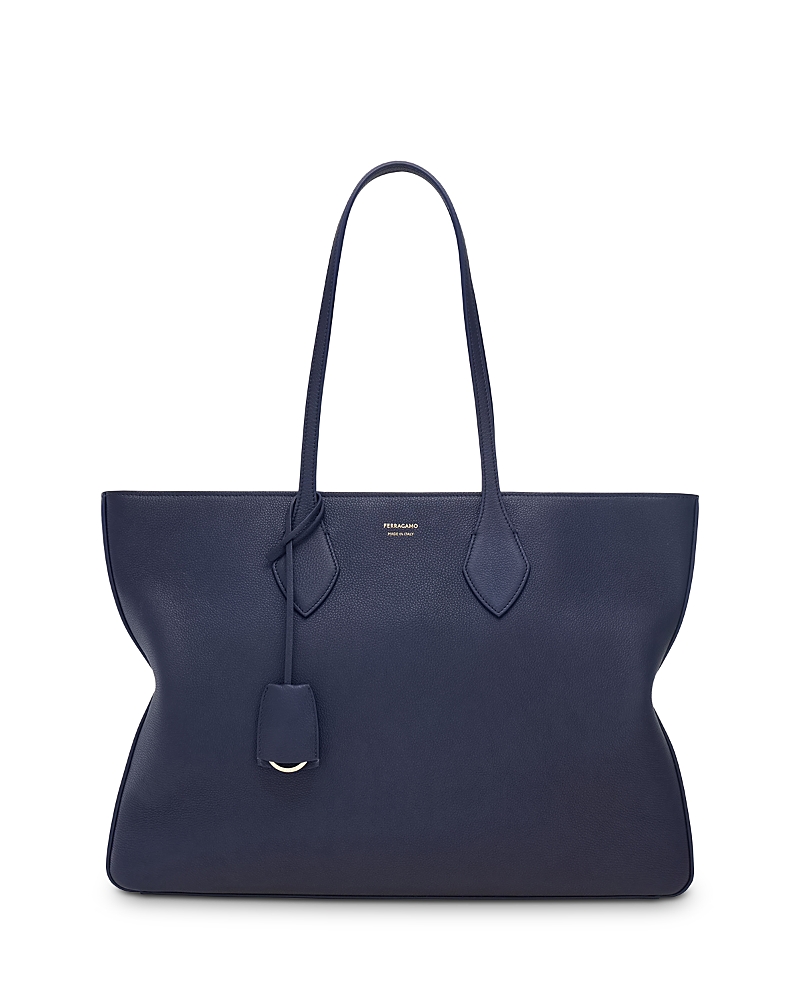 Ferragamo Star Large Leather Tote In Blue