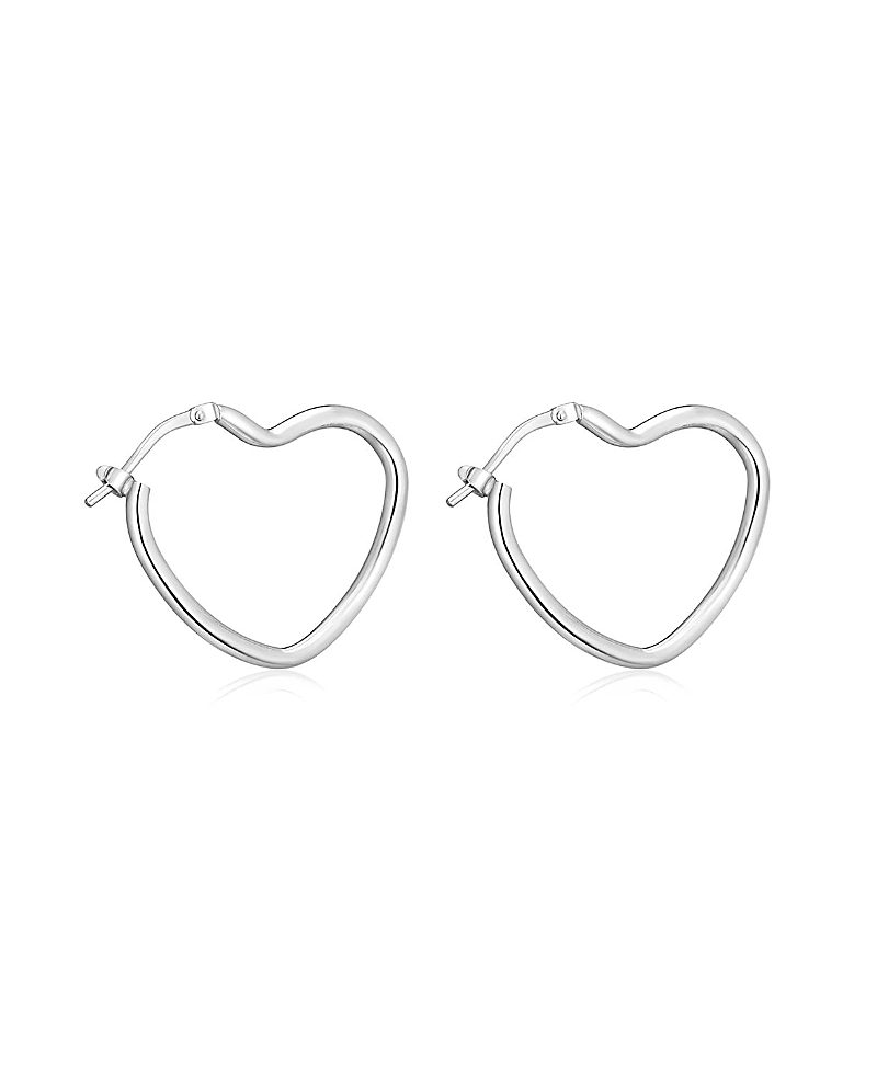 Oradina Sterling Silver Sweetheart Hoops