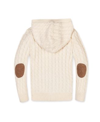 Boys&#39; Organic Long Sleeve Full Zip Hooded Sweater with Elbow Patches - Little Kid, Big Kid