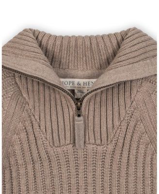 Girls&#39; Organic Half Zip Raglan Sweater Dress - Little Kid, Big Kid