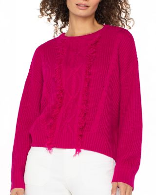 Cable Knit Fringe Trim Sweater