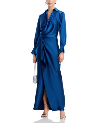 Satin Long Sleeve Maxi Gown - Exclusive