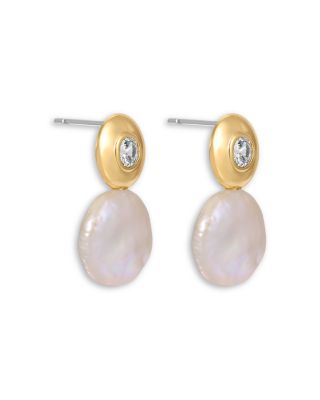 Majestic Gem Cubic Zirconia & Cultured Freshwater Pearl Drop Earrings