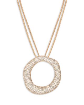 Pav&eacute; Open Circle Pendant Necklace, 12"-17.5"