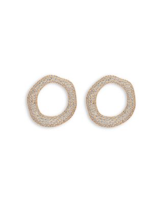 Pav&eacute; Open Circle Drop Earrings