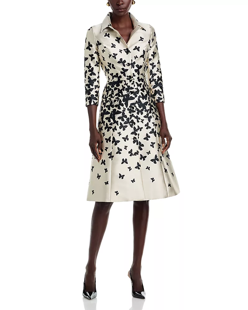 Teri Jon by Rickie Freeman Butterfly Button Front Dress