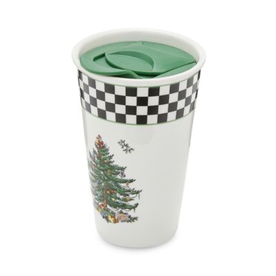 Christmas Tree Black &amp; White Travel Mug