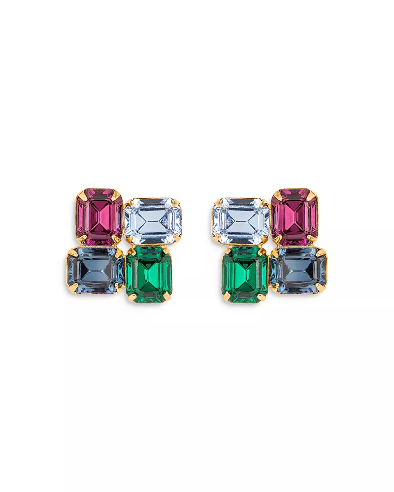 Jennifer Behr Piccolo Crystal Square Mosaic Stud Earrings