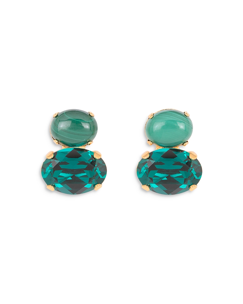 Jennifer Behr Yvette Oval-crystal Earrings In Green