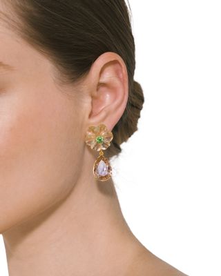 Juna Gemstone & Crystal Flower Drop Earrings