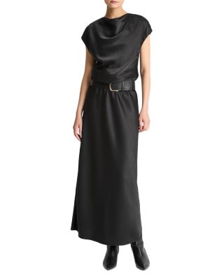 Draped Cap Sleeve Maxi Dress