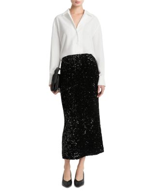 Sequin Velvet Maxi Skirt