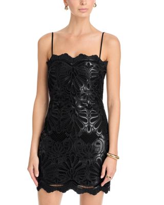 Faux Leather Lace Mini Dress - Exclusive