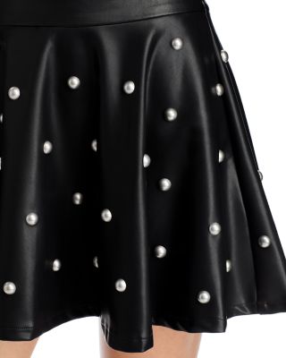 Faux Leather Studded Mini Skirt - Exclusive