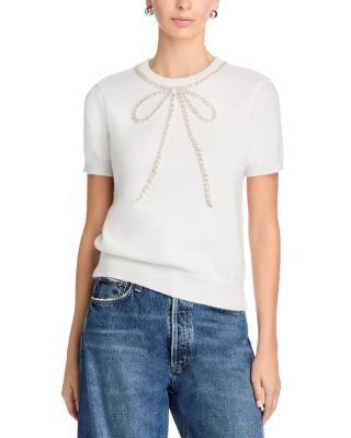 Embellished Bow Short Sleeve Sweater - Exclusive