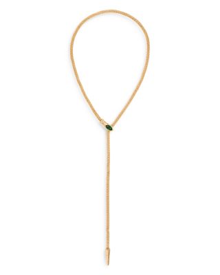 Serpentina Green Cubic Zirconia Adjustable Lariat Necklace, 26"