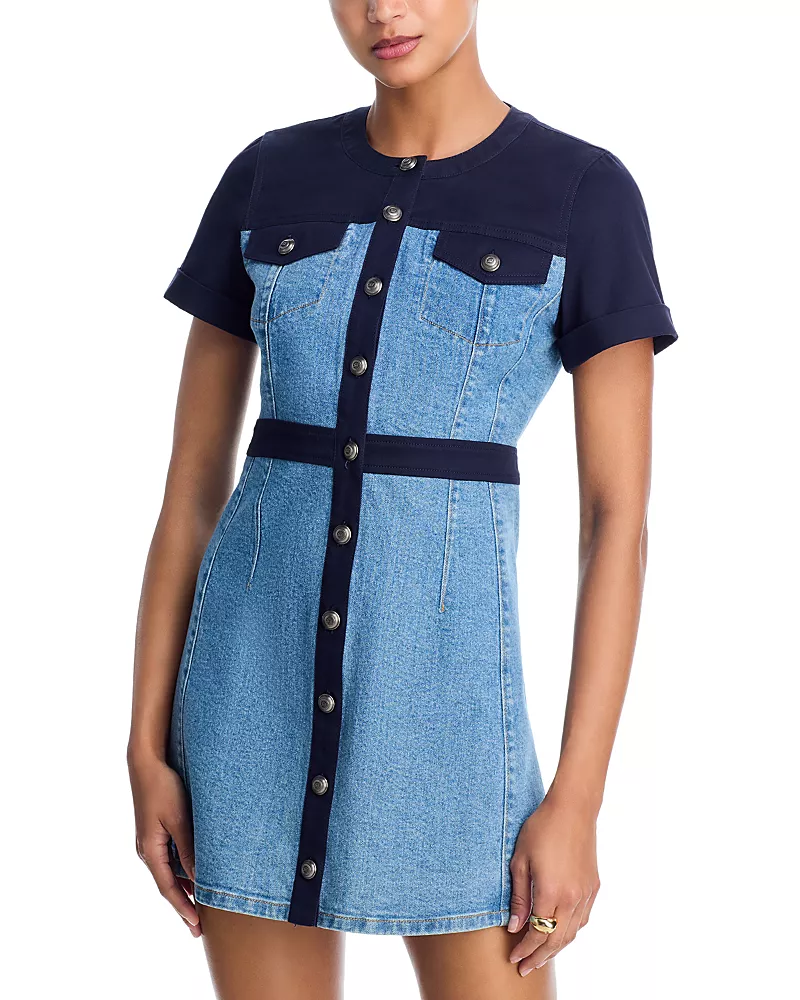 Cinq a Sept Combo Button Front Layla Dress